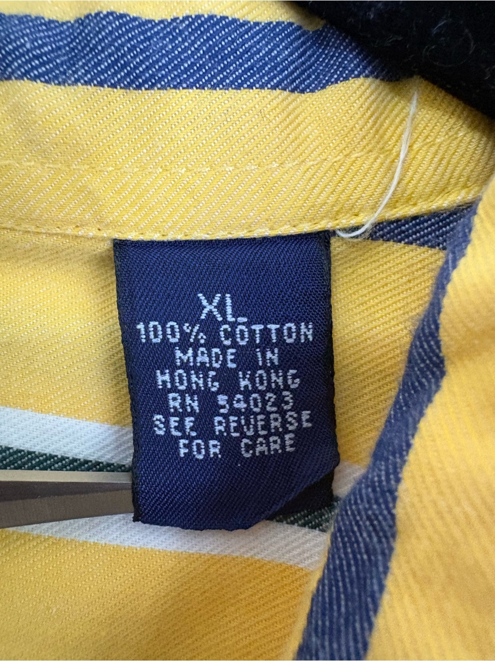 Vintage 90s GAP Yellow Striped Long-Sleeve Button-Down Shirt Y2K Sz XL - Picture 3 of 7